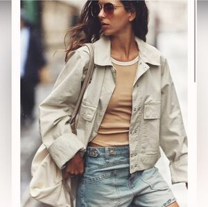 FREE PEOPLE We The Free Suzy Linen Jacket In Parchment XS RUNS LARGE NWT